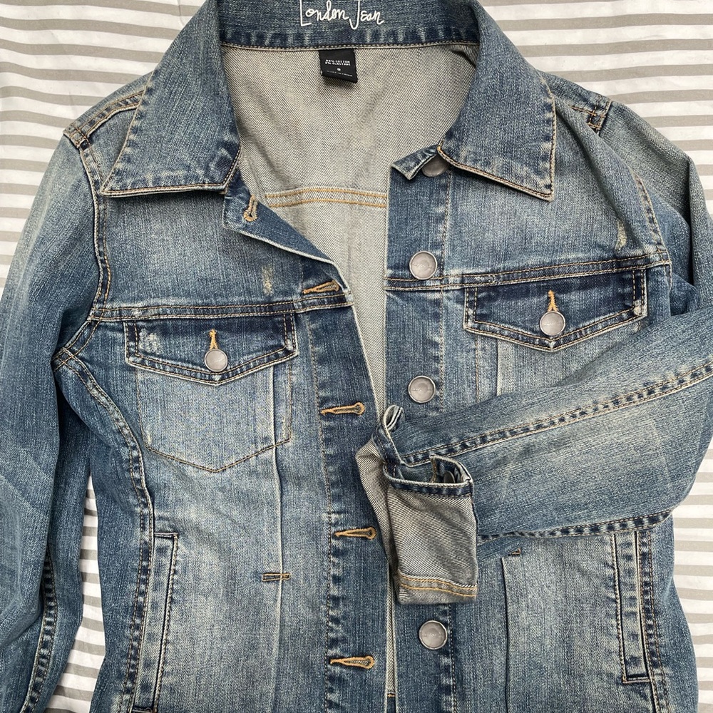 London Jean Denim Jacket Size S Medium Wash